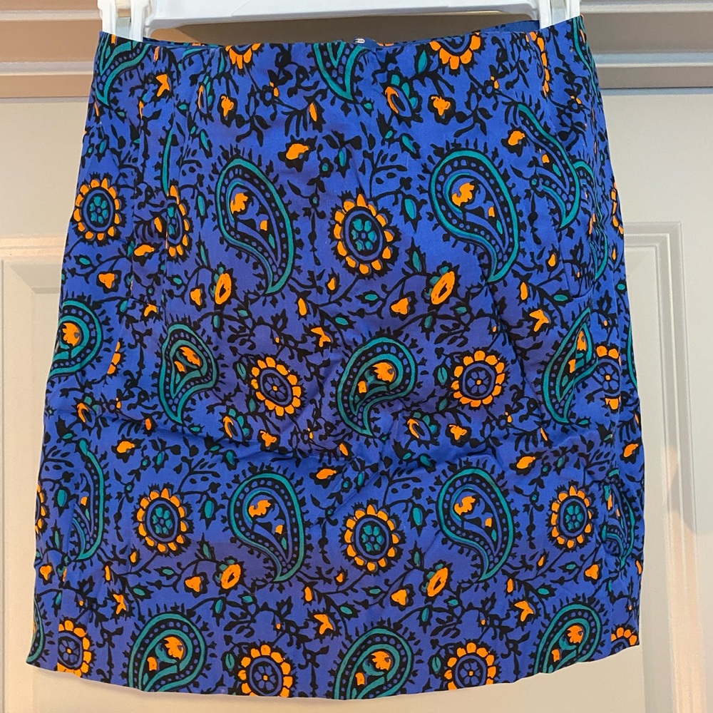 J Crew Women’s Royal Blue Pattern Mini Skirt Size 00